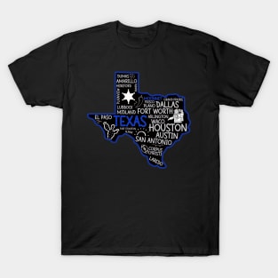 McKinney Texas cute map Houston San Antonio Dallas Austin Fort Worth El Paso T-Shirt